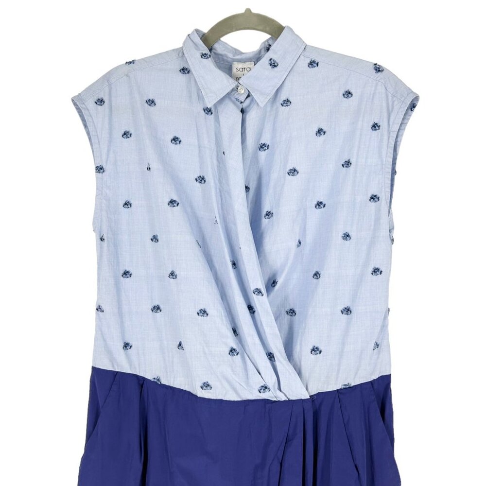 Sara Roka Blue Button Wrap Shirt Dress - Picture 3 of 11